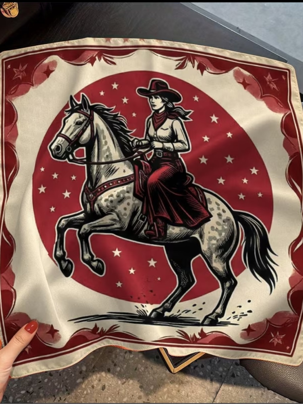 🤠 Western Cowgirl Horse Satin Scarf | Large Square Wild Rag Bandana 35.8”